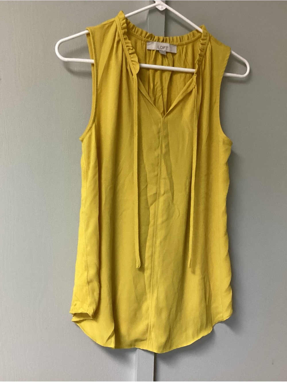 LOFT Bright Yellow Sleeveless Tie-Neck Blouse Small